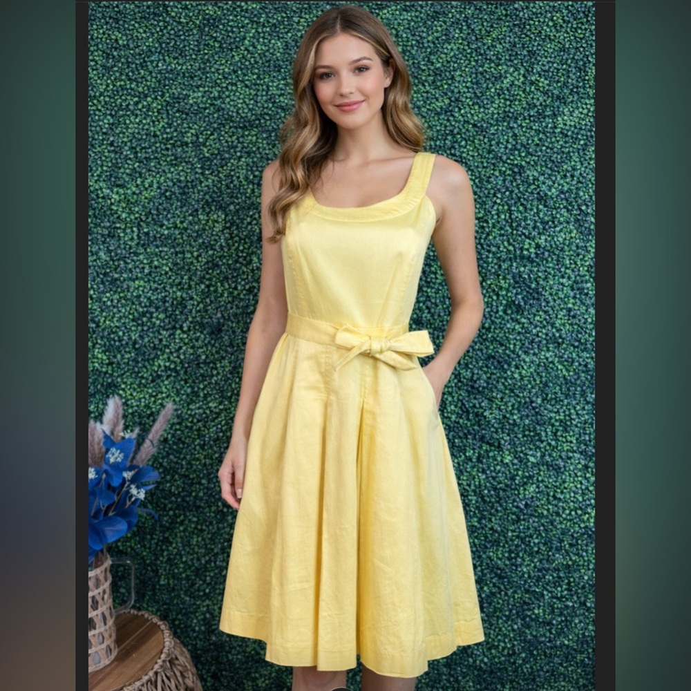 Nwot Calvin Klein fit flare Yellow Dress easter summer dress business casual